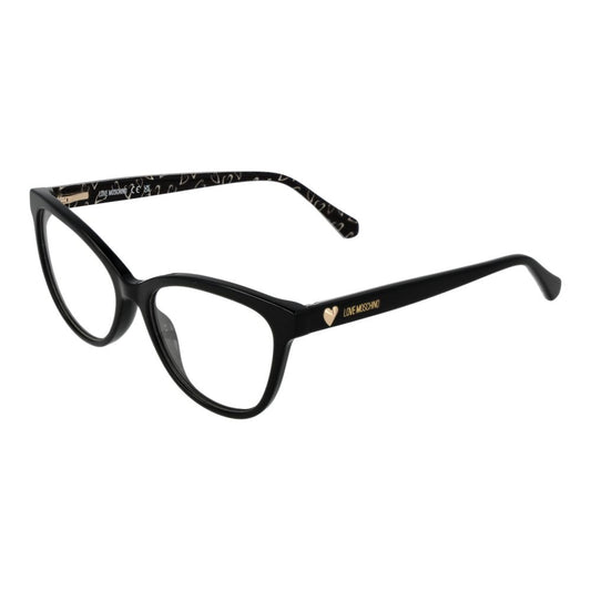 Love Moschino Black Acetate Glasses (Frames) for women, cat eye style, full-rim, black frame and demo lenses, includes branded case.