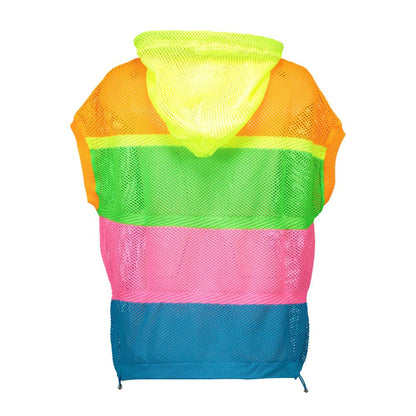 Love Moschino Multicolor Polyester Sweater with short sleeves, hood, and logo.