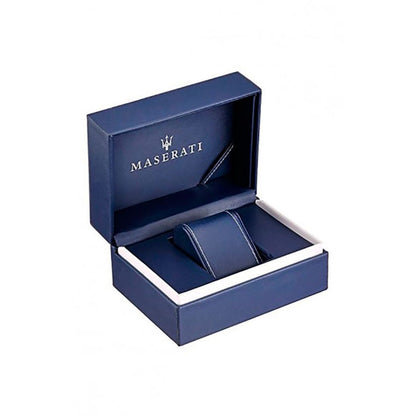 MASERATI MOD. R8853100020 official packaging box in blue, showcasing elegant display for the wristwatch.