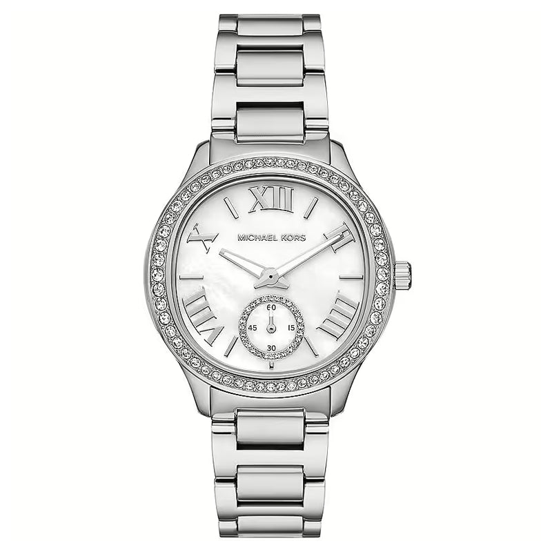 Elegant MICHAEL KORS Mod. SAGE ladies' wristwatch with stainless steel bracelet and 38mm case, quartz movement, water resistant 5 ATM.