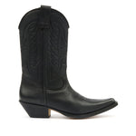 MM6 Maison Margiela Boots Black - black pointed toe leather boots with double pull-tab and 2-inch heel, Florence leather