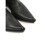 Close-up of the pointed toe design on MM6 Maison Margiela Boots Black with leather detail and double pull-tab