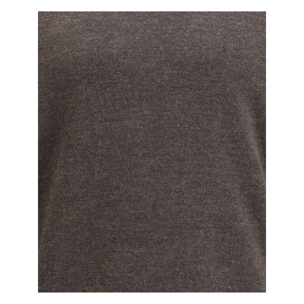 Close-up of Margiela Brown Wool Sweatshirt showcasing wool texture and craftsmanship.