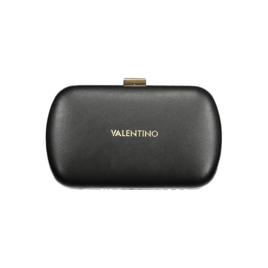 Mario Valentino Black Polyurethane Women Handbag with gold clasp and elegant design