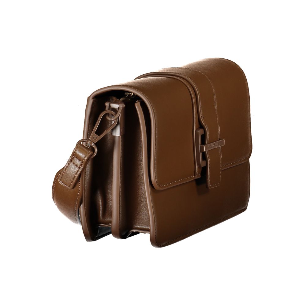 Mario Valentino Brown Polyethylene Women Handbag with detachable strap and multiple compartments