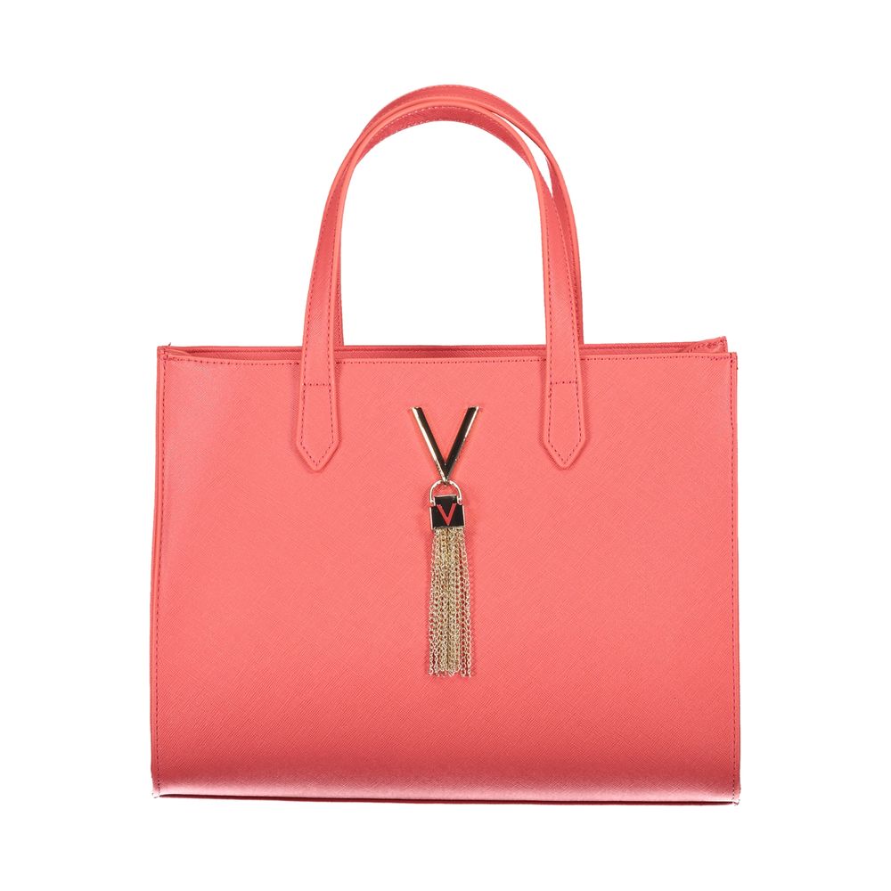 Mario Valentino Pink Polyethylene Handbag with handles and shoulder strap, featuring zip closure, logo, and internal pockets.