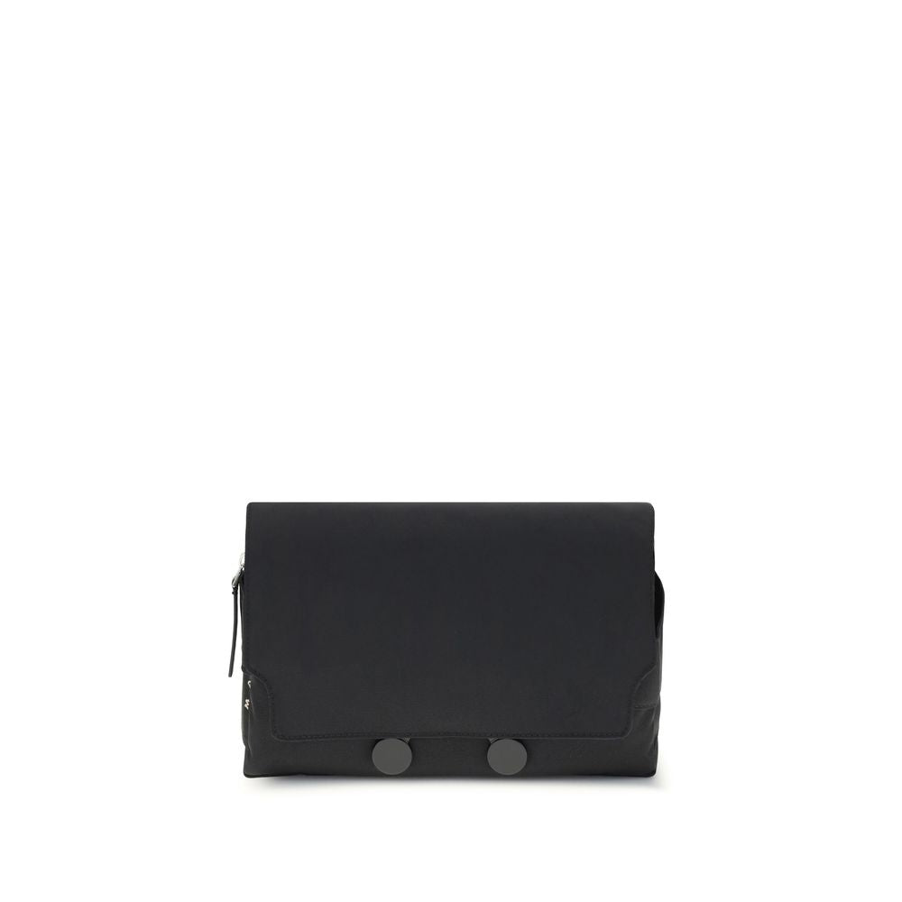 Front view of Marni Black Polyamide Clutch Bag with magnetic closure and minimalist design.