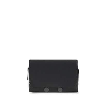 Front view of Marni Black Polyamide Clutch Bag with magnetic closure and minimalist design.