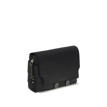 Marni Black Polyamide Clutch Bag with satin metal magnetic closure and exterior flat pocket, perfect for urban style and functionality.