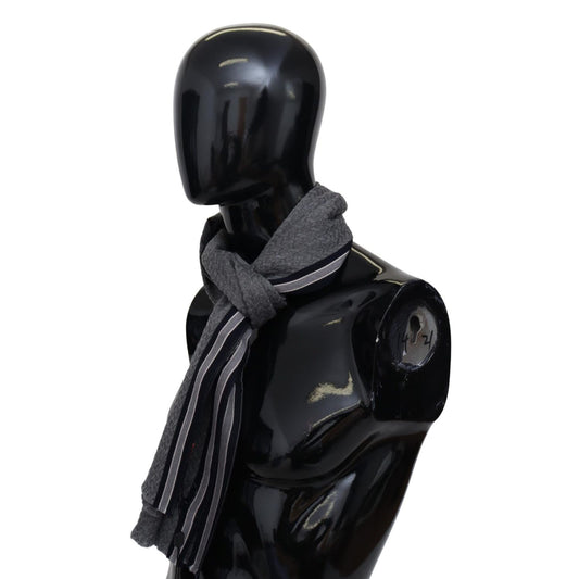 Missoni Gray Stripes Pattern 100% Wool Unisex Neck Wrap Scarf MS1951BG