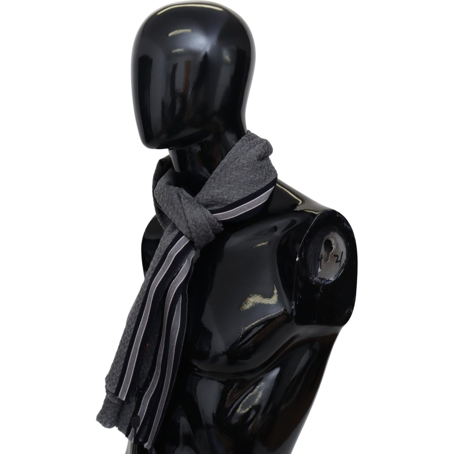 Missoni Elegant Gray Wool Scarf with Signature Stripes Category-Accessories,Gender-Men,Gray,Material: 100% Wool,Men,Missoni,New with tags,Scarves - Men - Accessories,Subcategory-Scarves MS1951BG