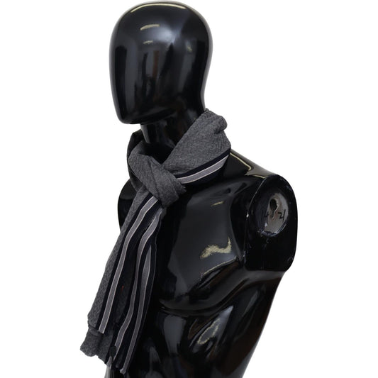 Missoni Elegant Gray Wool Scarf with Signature Stripes Category-Accessories,Gender-Men,Gray,Material: 100% Wool,Men,Missoni,New with tags,Scarves - Men - Accessories,Subcategory-Scarves MS1951BG