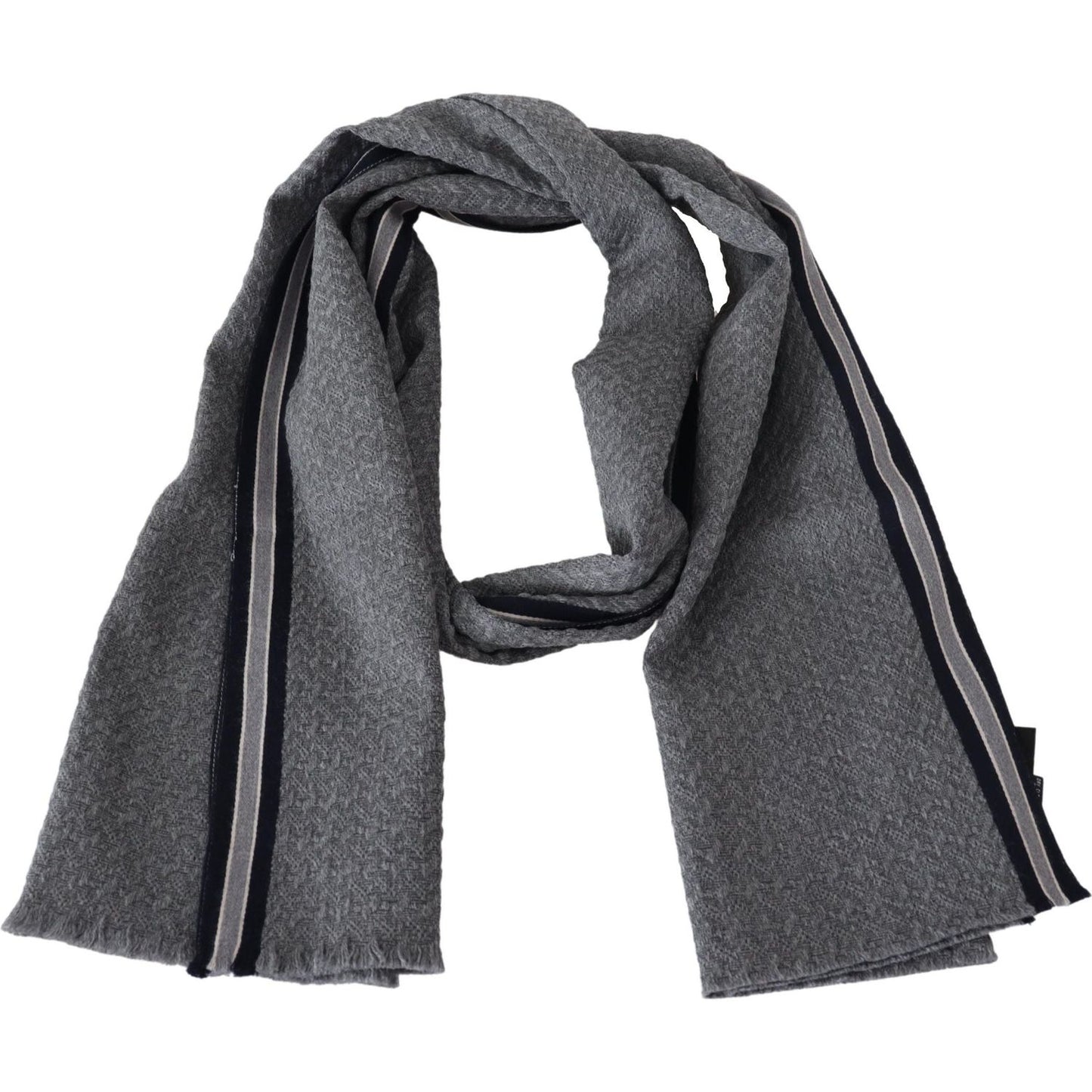 Missoni Elegant Gray Wool Scarf with Signature Stripes Category-Accessories,Gender-Men,Gray,Material: 100% Wool,Men,Missoni,New with tags,Scarves - Men - Accessories,Subcategory-Scarves MS1951BG