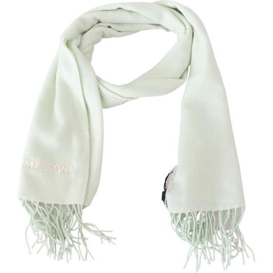 Missoni Elegant White Cashmere Scarf Category-Accessories,Gender-Men,Green,Material: 100% Cashmere,Men,Missoni,New with tags,Scarves - Men - Accessories,Subcategory-Scarves MS2045
