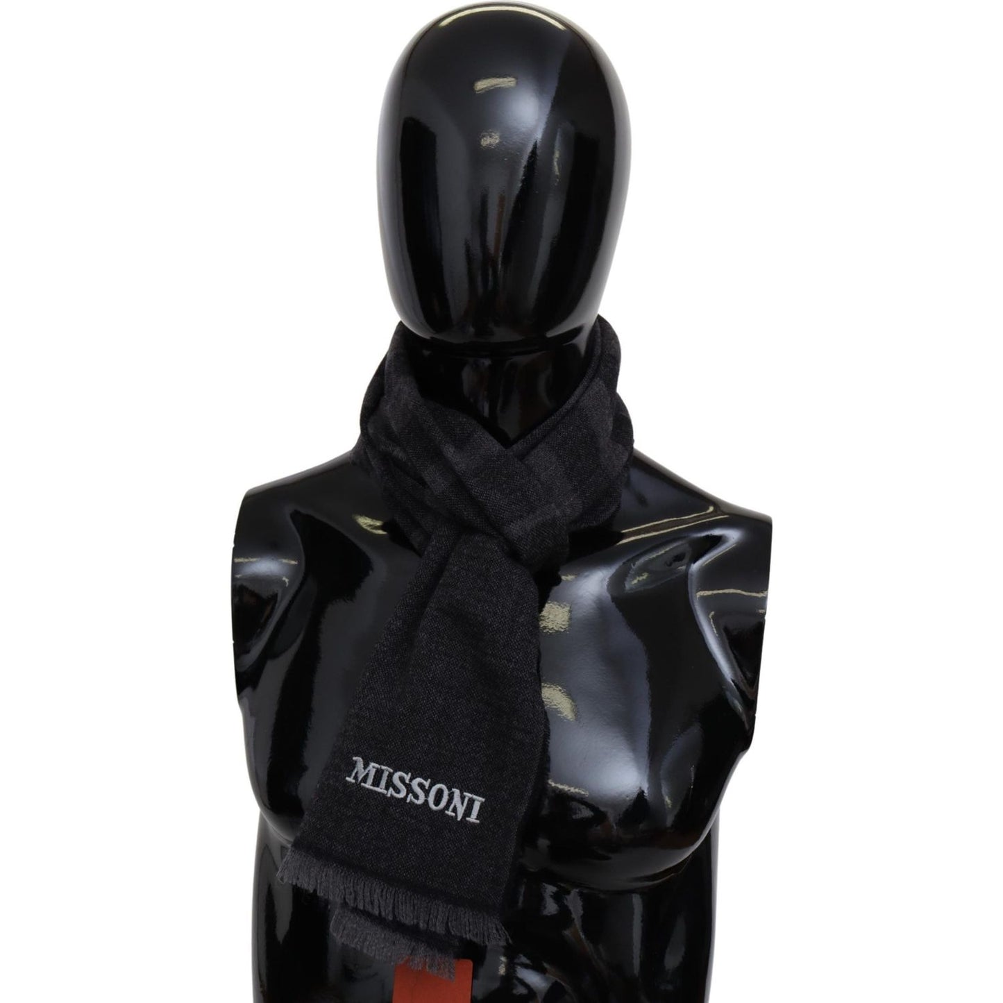 Missoni Elegant Wool Scarf with Signature Stripes Black,Category-Accessories,Gender-Men,Material: 100% Wool,Men,Missoni,New with tags,Scarves - Men - Accessories,Subcategory-Scarves MS1999BG