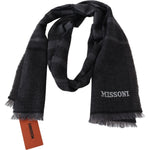 Missoni Elegant Wool Scarf with Signature Stripes Black,Category-Accessories,Gender-Men,Material: 100% Wool,Men,Missoni,New with tags,Scarves - Men - Accessories,Subcategory-Scarves MS1999BG