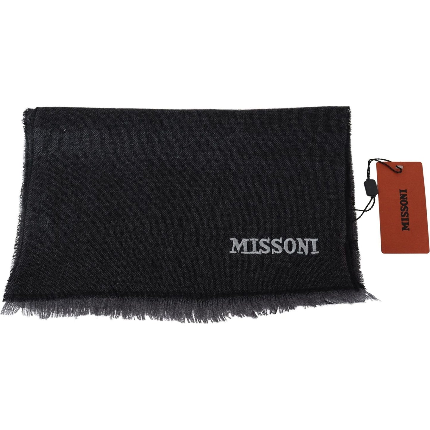 Missoni Elegant Wool Scarf with Signature Stripes Black,Category-Accessories,Gender-Men,Material: 100% Wool,Men,Missoni,New with tags,Scarves - Men - Accessories,Subcategory-Scarves MS1999BG