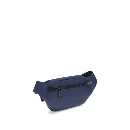 Moncler Blue Nylon Clutch Bag with adjustable belt and leather trim