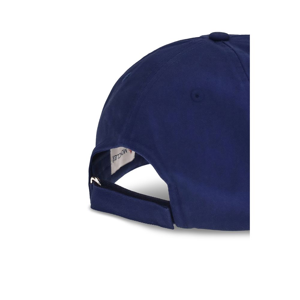 Back view of Moncler x Donald Glover Blue Cotton Cap (Baseball Hat) featuring durable gabardine fabric and creative logo detail.