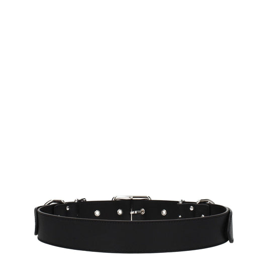 Moschino Black Leather Belts MO-8547395305737-46 CM / 18 INCHES