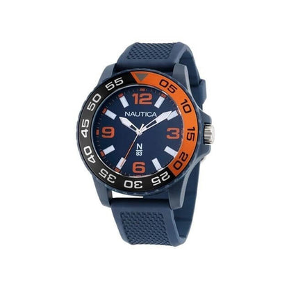 NAUTICA Mod. NAPFWS302 gent's quartz analog watch with 5 ATM water resistance, mineral dial, 45mm case, in official packaging.