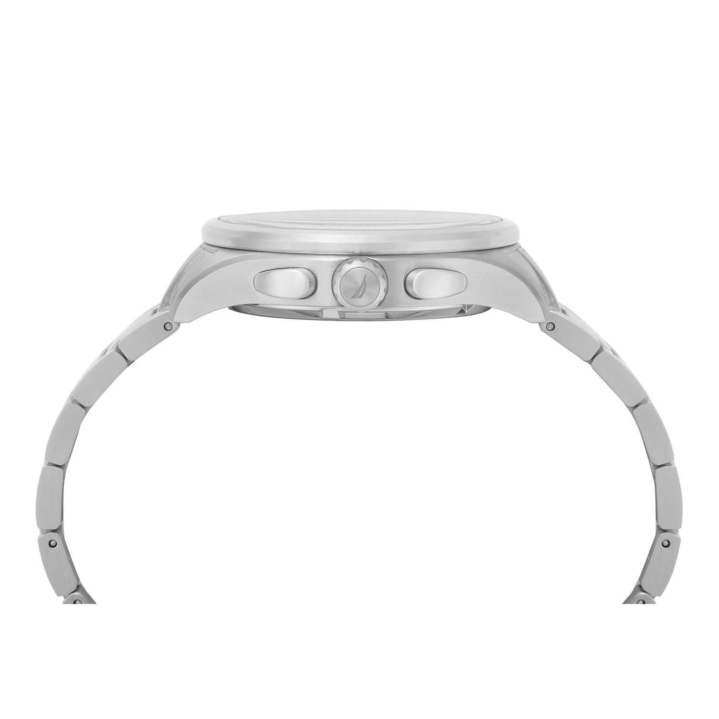 Side view of NAUTICA Mod. NAPSHG003 quartz analog gent's watch, water resistant 10 ATM with mineral dial and 44 mm case.