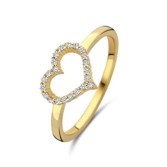 Gold heart-shaped diamond ring, NEW BLING Mod. 9NB-1447-52, elegant jewelry design