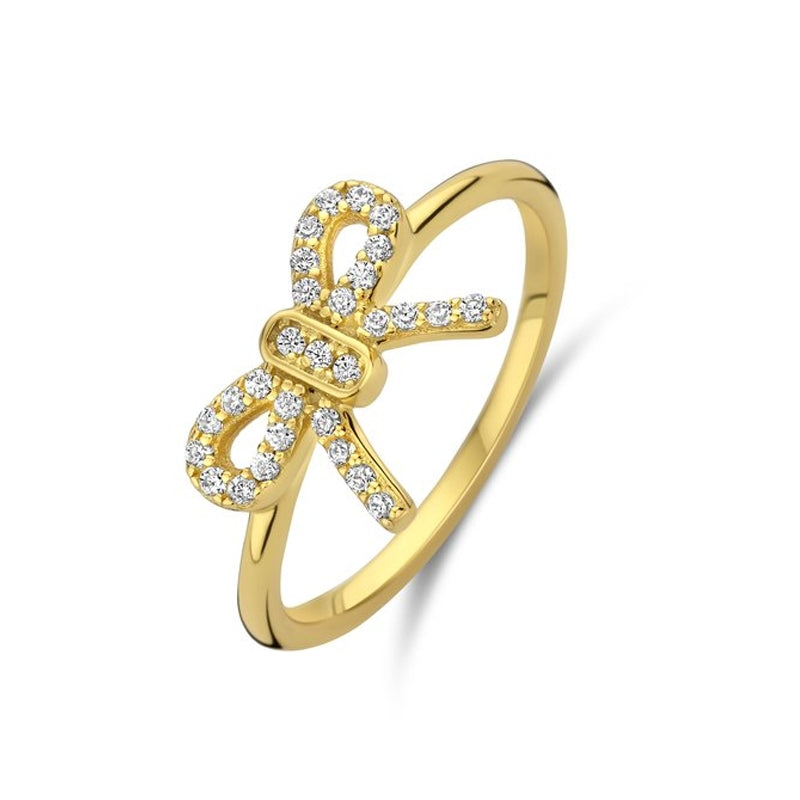 Elegant gold ring with a bow design featuring sparkling stones from NEW BLING Mod. 9NB-1553-60.