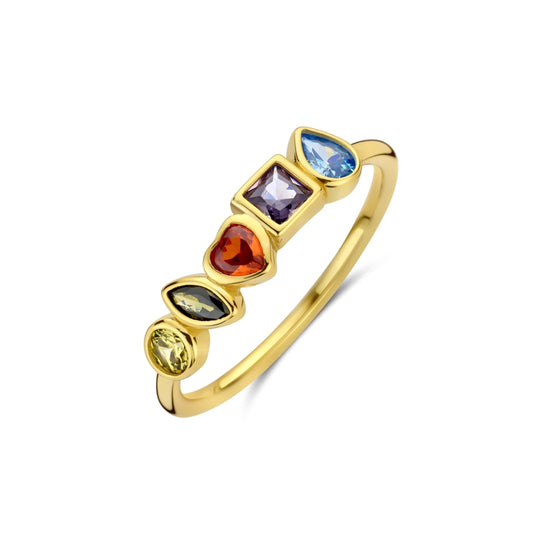 NEW BLING Mod. 9NB-1572-54 colorful gemstone ring in gold setting