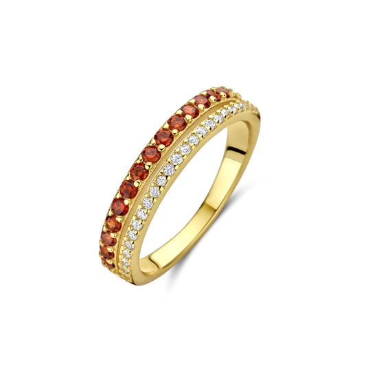 Gold ring with red and white stones from NEW BLING Mod. 9NB-1578-52 collection.