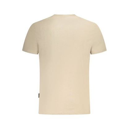 Back view of Napapijri Beige Cotton Men T-Shirt with short sleeves and soft cotton fabric for casual comfort.