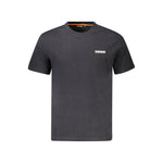 Napapijri Black Cotton Men T-Shirt with logo, short-sleeve crew neck, made from responsibly sourced cotton.