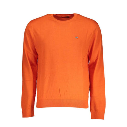 Napapijri Red Cotton Sweater - long sleeved, crew neck, logo embroidery