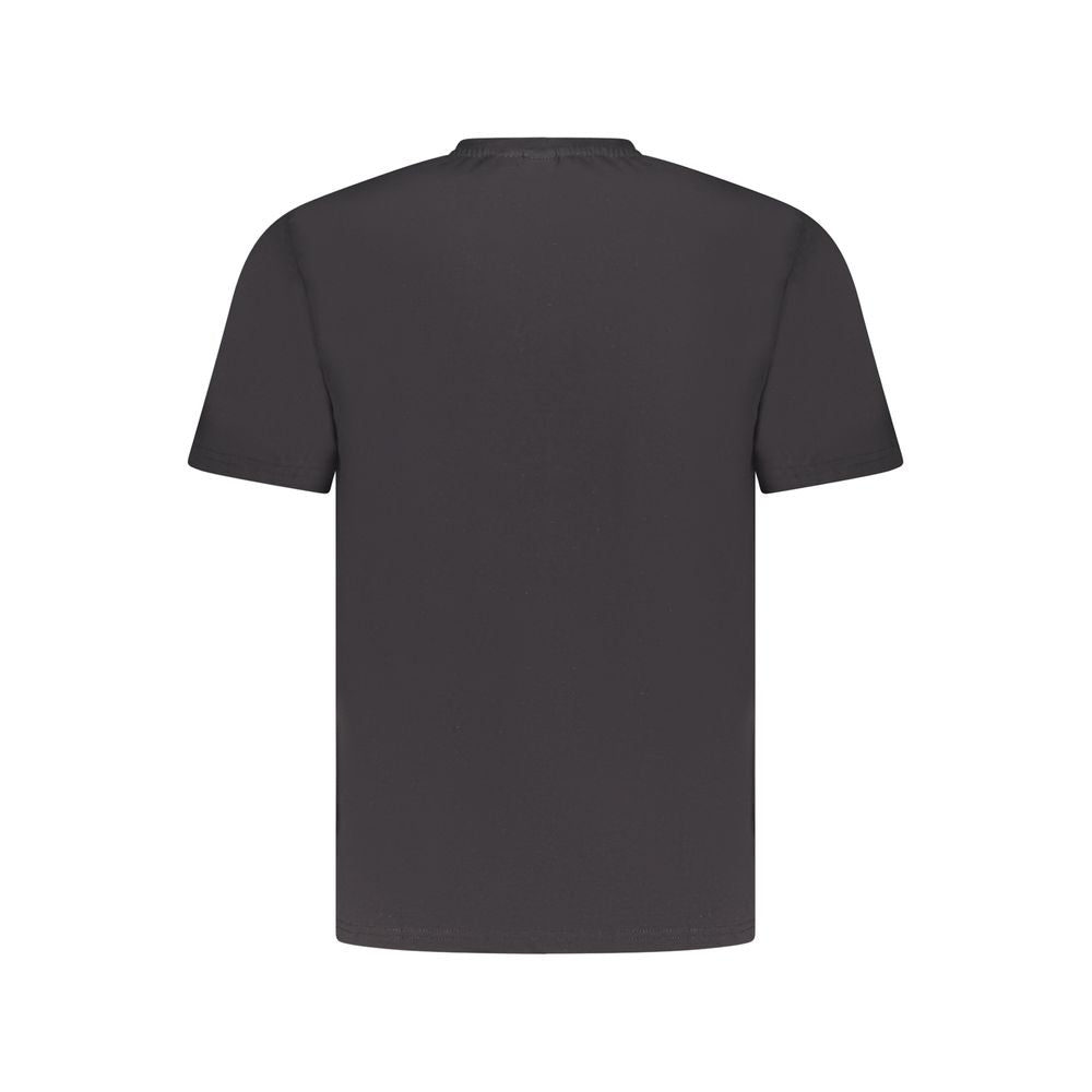 Back view of North Sails Black Cotton Men TShirt in solid black with short sleeves and crew neck, made from premium 100% cotton.