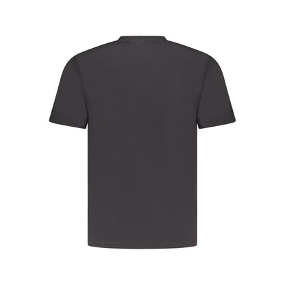 Back view of North Sails Black Cotton Men TShirt in solid black with short sleeves and crew neck, made from premium 100% cotton.