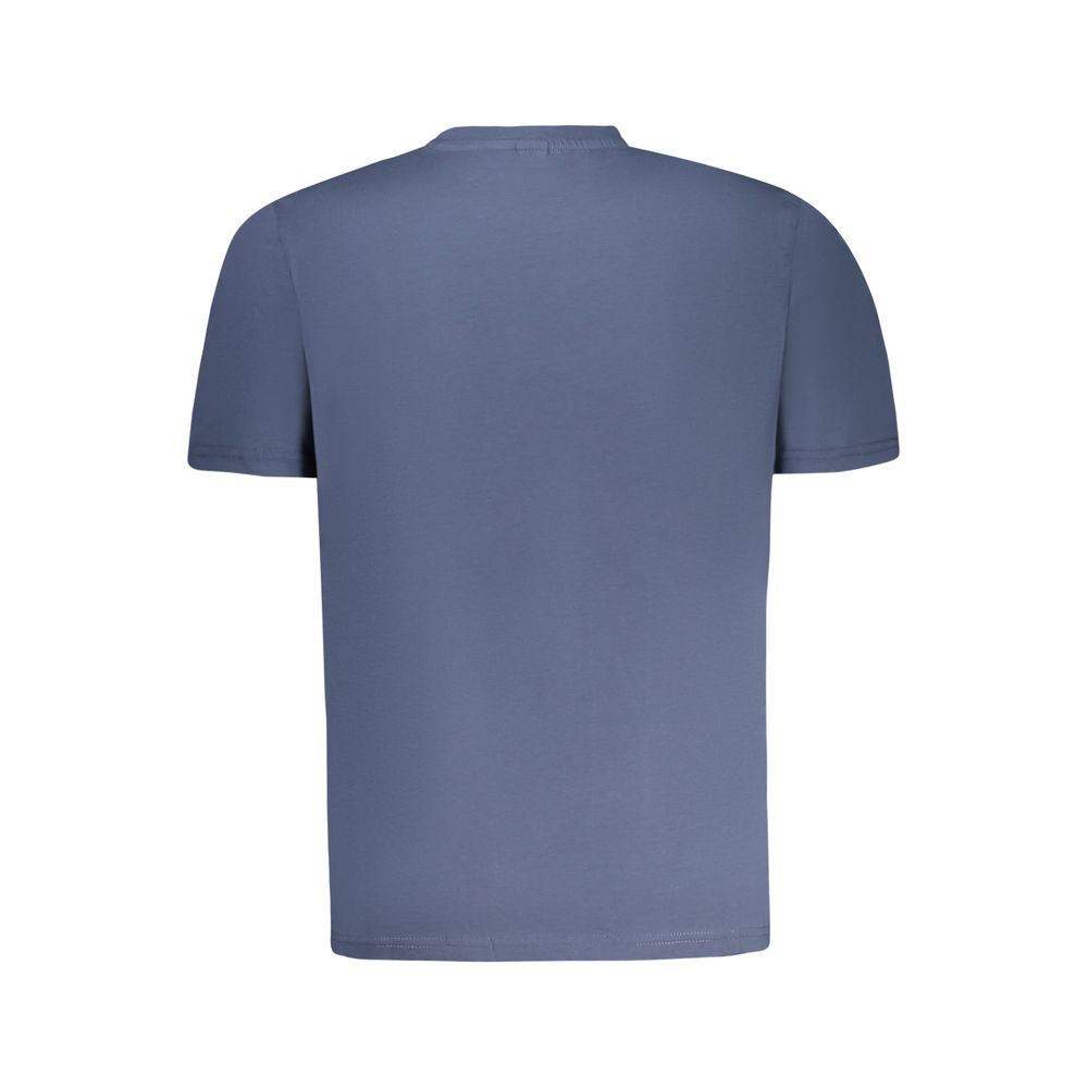 Back view of North Sails Blue Cotton Men T-Shirt, featuring short sleeves and crew neck design for everyday style and comfort.