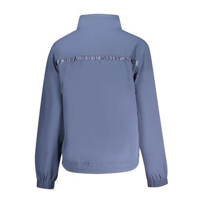 Back view of North Sails Blue Nylon Jackets & Coat with long sleeves, contrasting details, and logo application.