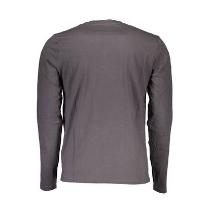 Back view of North Sails Brown Cotton Men T-Shirt with long sleeves and crew neck, showcasing marine-inspired casual wear.