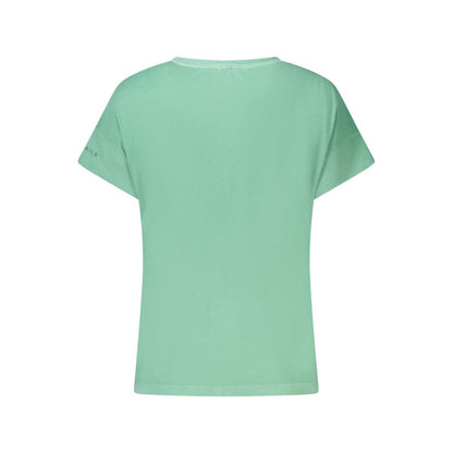 Back view of North Sails Green Cotton Women T-Shirt with short sleeves and embossed logo.