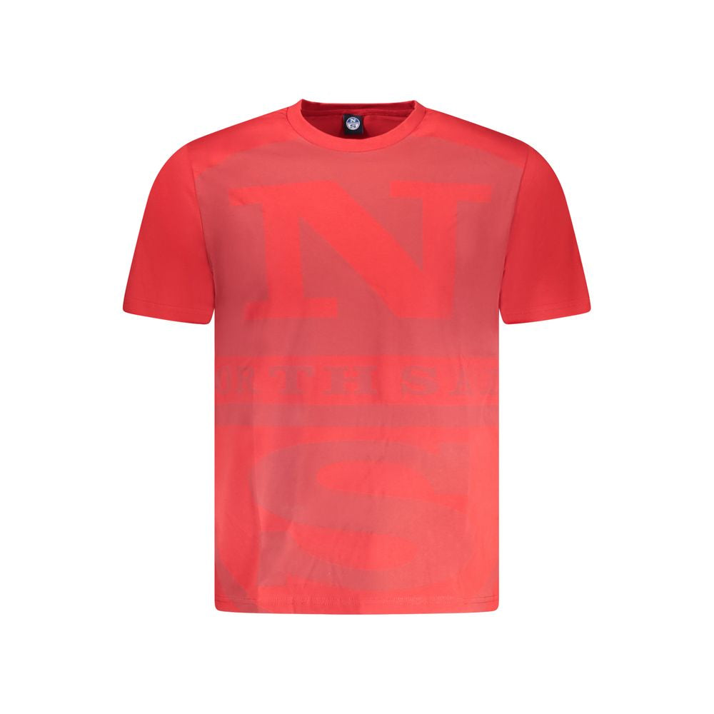 North Sails Red Cotton Men T-Shirt with bold print and logo, showcasing nautical style and comfort for urban fashion.