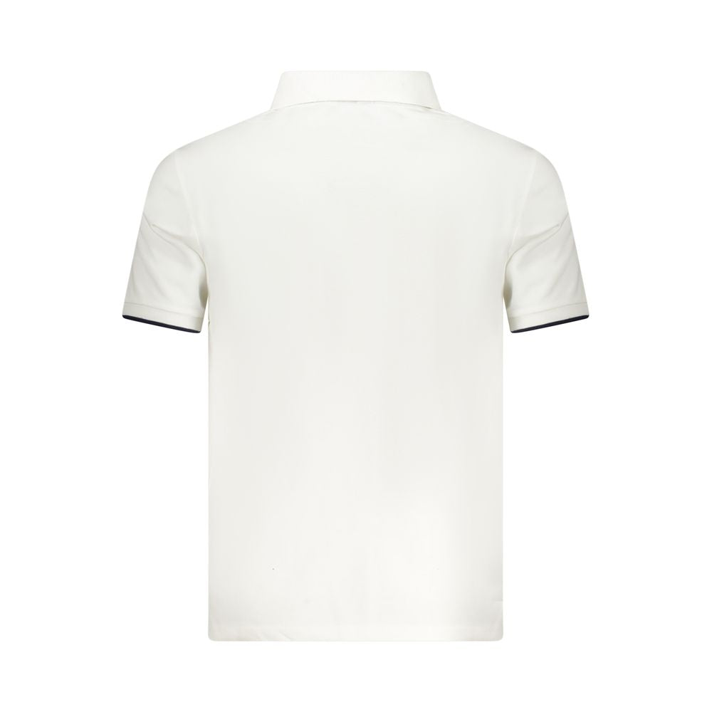 Back view of North Sails White Cotton Men Polo Shirt with short sleeves and sleek design.