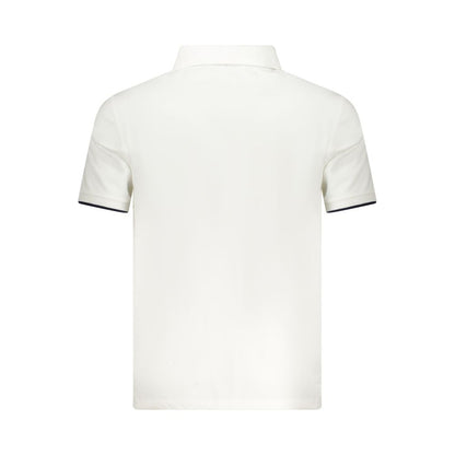 Back view of North Sails White Cotton Men Polo Shirt with short sleeves and sleek design.