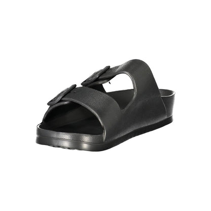 Norway 1963 Black Plastic Men Sandal with adjustable buckles, showcasing style and comfort.