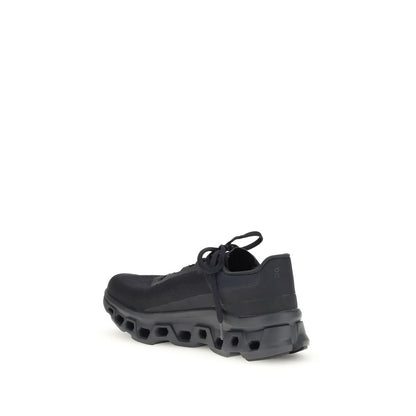 ON Black Polyester Athletic Sneakers with reinforced sole, featuring black color and dynamic design for optimal support.