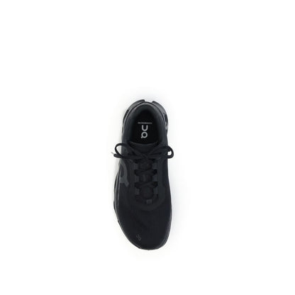 ON Black Polyester Athletic Sneakers with logo and lace-up closure