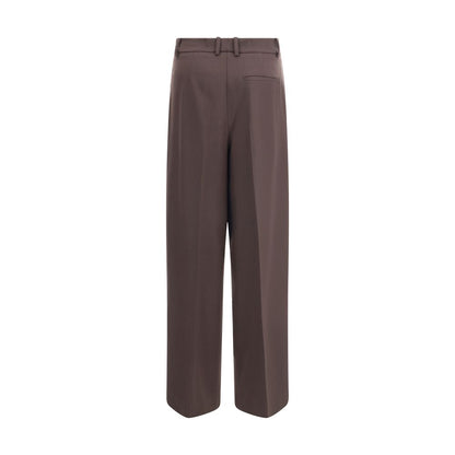 P.A.R.O.S.H. Brown Fleece Wool Dress Pants with tailored fit and versatile design, featuring zipper closure and welt pockets for office wear.