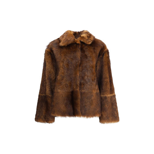 P.A.R.O.S.H. Reversible Sheepskin with classic collar and patch pockets, perfect for winter elegance. Made in Italy.