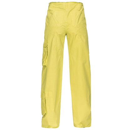 PINKO Green Cotton Women Cargo Pant with utility pockets and regular waist design for modern style and comfort.