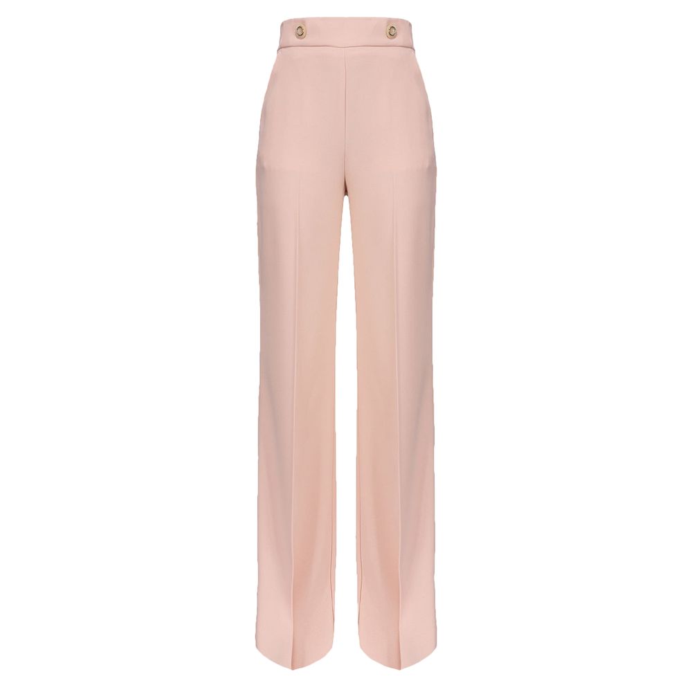 PINKO Pink Polyester Women's Trouser with high waist and chic button accents, showcasing bold Italian design in ripe pink color.