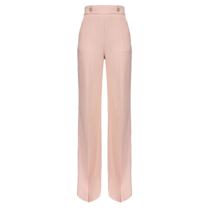 PINKO Pink Polyester Women's Trouser with high waist and chic button accents, showcasing bold Italian design in ripe pink color.